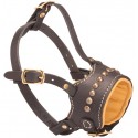 German Shepherd Muzzle of Studded and Padded Leather