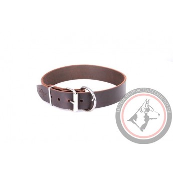 Breites Leder Hundehalsband für Schäferhunde in klassischem Design, braun