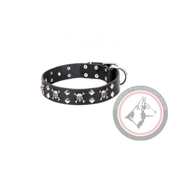 Schäferhund Hundehalsband Leder "Rock 'n' Roll Style" FDT Artisan, breit