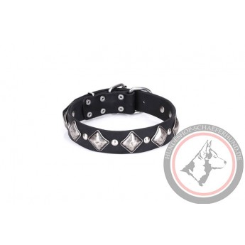 Schäferhund Leder Hundehalsband "Silver Charm" FDT Artisan