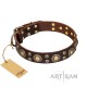 GSD Collar of Leather with Space-Like Brass Deco