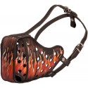 GSD Muzzle, Leather with Hand Painted Burst of Fire