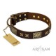 German Shepherd Collar "Sparkling Bronze" FDT Artisan Tan Leather