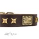 German Shepherd Collar "Sparkling Bronze" FDT Artisan Tan Leather