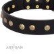 Schwarzes Lederhalsband für Schäferhunde "Black Elegance" FDT Artisan 