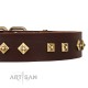 German Shepherd Collar "Fashion Studs" FDT Artisan Tan Leather