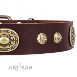 German Shepherd Collar "Breath of Elegance" FDT Artisan Tan Leather