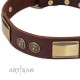 German Shepherd Collar "Golden Stones" FDT Artisan Tan Leather