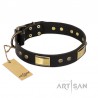 German Shepherd Collar "Black Sun" FDT Artisan Black Leather