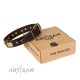 FDT Artisan Leather Dog Collar with Studs for German Shepherd "Captivating" 