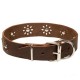Leather Dog Collar with Nickel Decoration