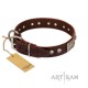 German Shepherd Collar "Pirate Skull" FDT Artisan Brown Leather