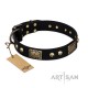 German Shepherd Collar "Biker Style" FDT Artisan Black Leather