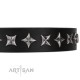 Schwarzes Lederhalsband für Schäferhunde "Lights-out" FDT Artisan 