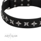 Schwarzes Lederhalsband für Schäferhunde "Lights-out" FDT Artisan 