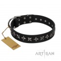 German Shepherd Collar "Lights-out" FDT Artisan Black Leather