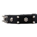 German Shepherd Collar, Leather, Wide, Spikes & Skulls