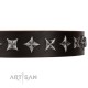 Braunes Lederhalsband für Schäferhunde "Stars of Glory" FDT Artisan 