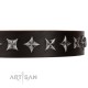 German Shepherd Collar "Stars of Glory" FDT Artisan Tan Leather