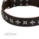 Braunes Lederhalsband für Schäferhunde "Stars of Glory" FDT Artisan 