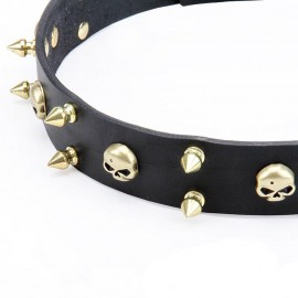 Halsband Leder mit Schmuck aus Messing für Schäferhund