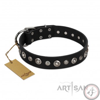 Schwarzes Lederhalsband für Schäferhund "Genteel Charm" FDT Artisan