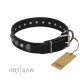 Schwarzes Lederhalsband für Schäferhund "Vintage Elegance" FDT Artisan