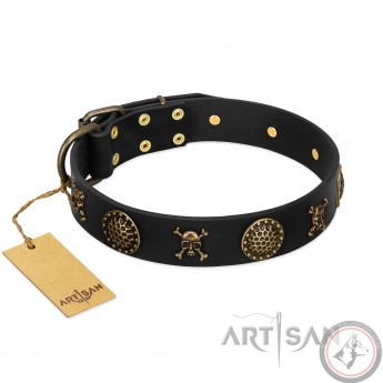 Schwarzes Lederhalsband für Schäferhund "Hip&Edgy" FDT Artisan