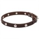 Soft Leather Dog Collar with 1 Row Nickel Studs