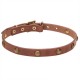 Extra Soft Narrow Leather Dog Collar with 1 Row Brass Studs