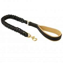 Braided Leather Dog Leash for Shepherd Walks and Training