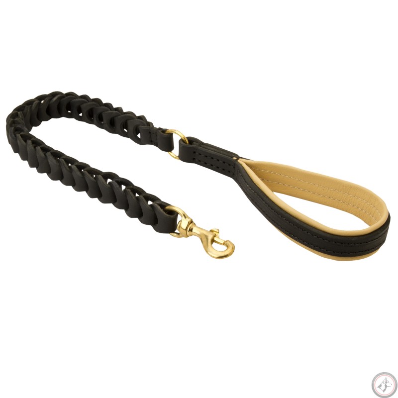 Braided leather leash sales