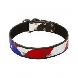 Per Hand bemaltes Lederhalsband USA Stil für Schäferhund