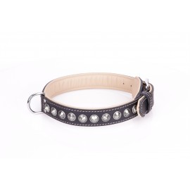 Exclusive German Shepherd Collar  Black Leather Bronze Spikes