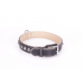 Exclusive German Shepherd Collar  Black Leather Bronze Spikes