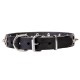 3 Rows Leather Dog Collar with Nickel Spikes