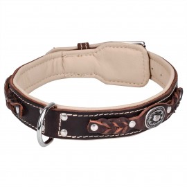 Chic designer leather collar with lichen and paddingfor German Shepherd