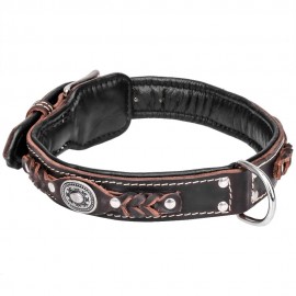 Schickes Designer Lederhalsband mit Flechten und Polsterung für Deutschen Schäferhund