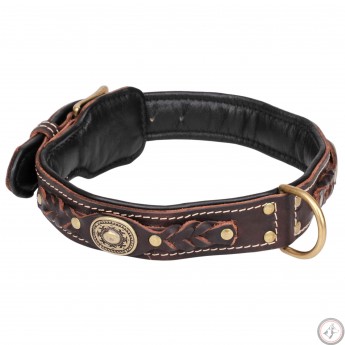 Fashionable leather collar with lichen and jewelry for German Shepherd