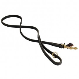 German Shepherd Leash of Leather with Solid Brass Snap Hook