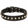 Studded Leather Dog Collar with Nickel Pyramids