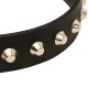Studded Leather Dog Collar with Nickel Pyramids