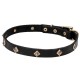 Leather Dog Collar with Brass Pyramids