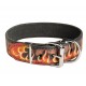 Hand Painted Leather Dog Collar Red Flame