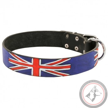 Leather Dog Collar - United Kingdom Pride