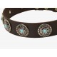 Leather Dog Collar with Silver Circles