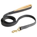 German Shepherd Leash of Leather, Nappa Lined Handle