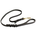 German Shepherd Leash of Leather with Braided Decor
