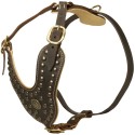 German Shepherd Harness, Nappa Padded & Studded Leather