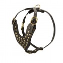 German Shepherd Harness, Leather with Brass Studs